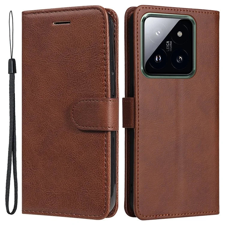 KT Leather Series-2 for Xiaomi 14 Pro Case Magnetic Solid Color PU Leather Cell Phone Cover