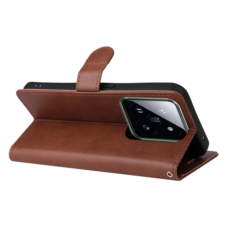 KT Leather Series-2 for Xiaomi 14 Pro Case Magnetic Solid Color PU Leather Cell Phone Cover