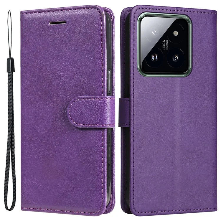 KT Leather Series-2 for Xiaomi 14 Pro Case Magnetic Solid Color PU Leather Cell Phone Cover