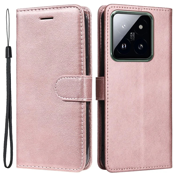 KT Leather Series-2 for Xiaomi 14 Pro Case Magnetic Solid Color PU Leather Cell Phone Cover