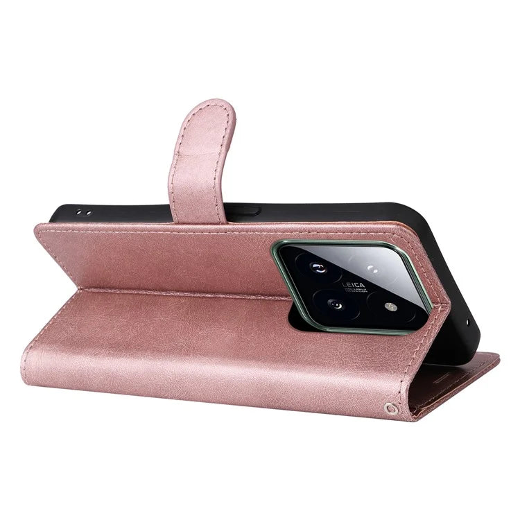 KT Leather Series-2 for Xiaomi 14 Pro Case Magnetic Solid Color PU Leather Cell Phone Cover