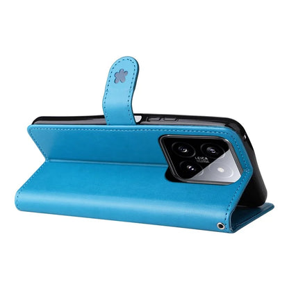 KT Imprinting Flower Series-4 For Xiaomi 14 Case Cat Imprinted PU Leather +TPU Phone Protector