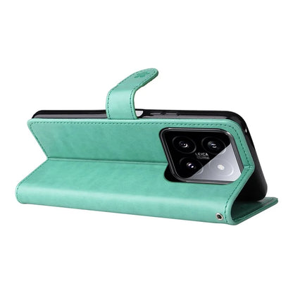 KT Imprinting Flower Series-4 For Xiaomi 14 Case Cat Imprinted PU Leather +TPU Phone Protector