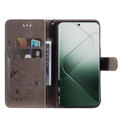 KT Imprinting Flower Series-4 For Xiaomi 14 Pro Case PU Leather+TPU Magnetic Clasp Phone Cover