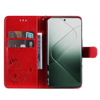 KT Imprinting Flower Series-4 For Xiaomi 14 Pro Case PU Leather+TPU Magnetic Clasp Phone Cover