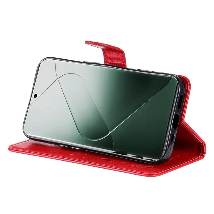 KT Imprinting Flower Series-4 For Xiaomi 14 Pro Case PU Leather+TPU Magnetic Clasp Phone Cover