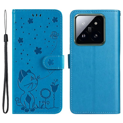 KT Imprinting Flower Series-4 For Xiaomi 14 Pro Case PU Leather+TPU Magnetic Clasp Phone Cover