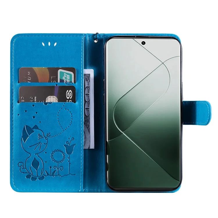KT Imprinting Flower Series-4 For Xiaomi 14 Pro Case PU Leather+TPU Magnetic Clasp Phone Cover