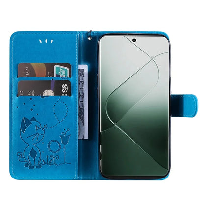 KT Imprinting Flower Series-4 For Xiaomi 14 Pro Case PU Leather+TPU Magnetic Clasp Phone Cover