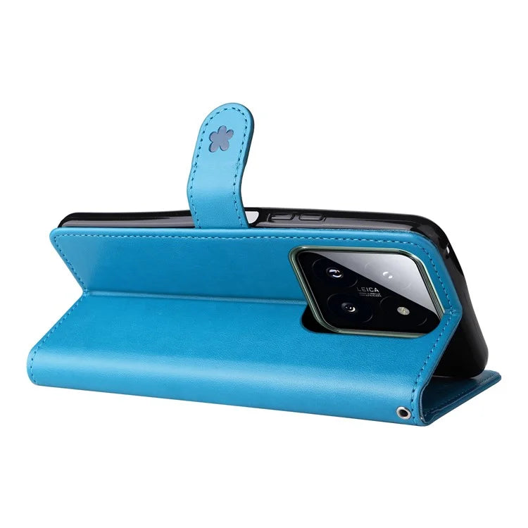 KT Imprinting Flower Series-4 For Xiaomi 14 Pro Case PU Leather+TPU Magnetic Clasp Phone Cover