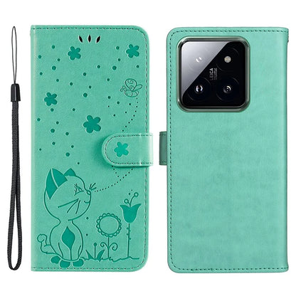 KT Imprinting Flower Series-4 For Xiaomi 14 Pro Case PU Leather+TPU Magnetic Clasp Phone Cover