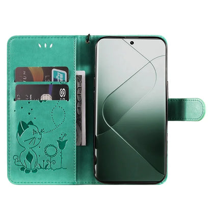 KT Imprinting Flower Series-4 For Xiaomi 14 Pro Case PU Leather+TPU Magnetic Clasp Phone Cover