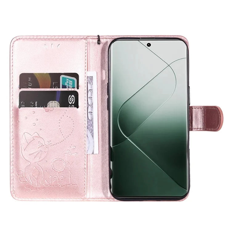 KT Imprinting Flower Series-4 For Xiaomi 14 Pro Case PU Leather+TPU Magnetic Clasp Phone Cover