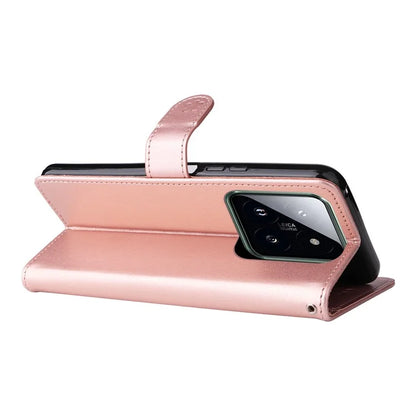 KT Imprinting Flower Series-4 For Xiaomi 14 Pro Case PU Leather+TPU Magnetic Clasp Phone Cover