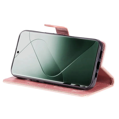 KT Imprinting Flower Series-4 For Xiaomi 14 Pro Case PU Leather+TPU Magnetic Clasp Phone Cover