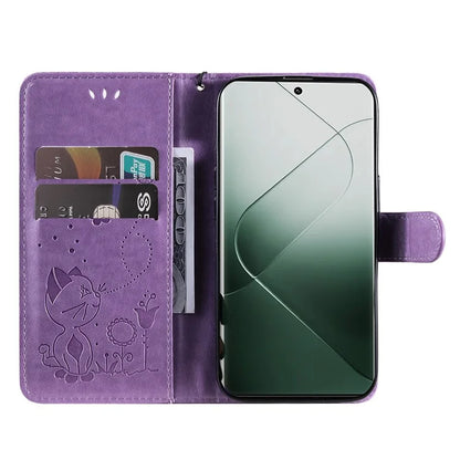 KT Imprinting Flower Series-4 For Xiaomi 14 Pro Case PU Leather+TPU Magnetic Clasp Phone Cover
