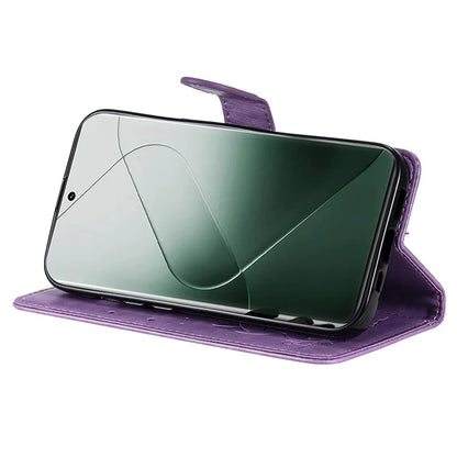 KT Imprinting Flower Series-4 For Xiaomi 14 Pro Case PU Leather+TPU Magnetic Clasp Phone Cover