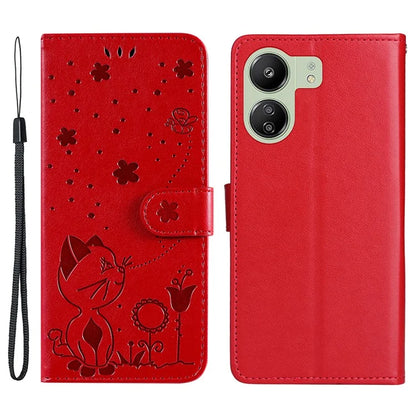 KT Imprinting Flower Series-4 For Xiaomi Redmi 13C 4G / Poco C65 4G Phone Case PU Leather+TPU Wallet Cover
