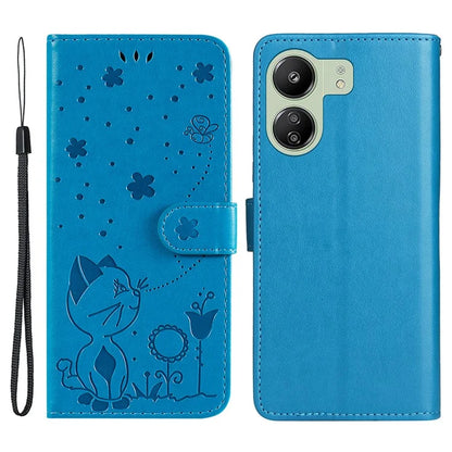 KT Imprinting Flower Series-4 For Xiaomi Redmi 13C 4G / Poco C65 4G Phone Case PU Leather+TPU Wallet Cover