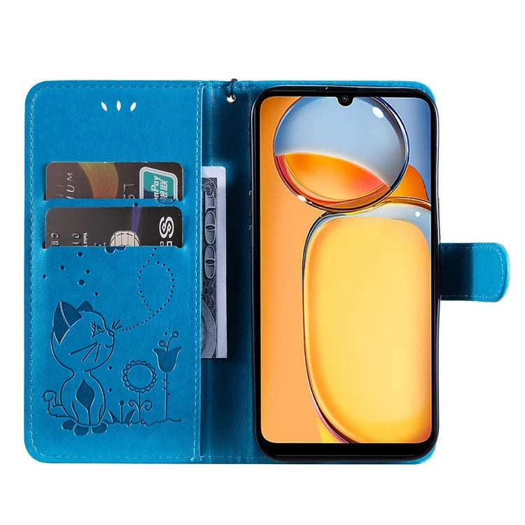 KT Imprinting Flower Series-4 For Xiaomi Redmi 13C 4G / Poco C65 4G Phone Case PU Leather+TPU Wallet Cover
