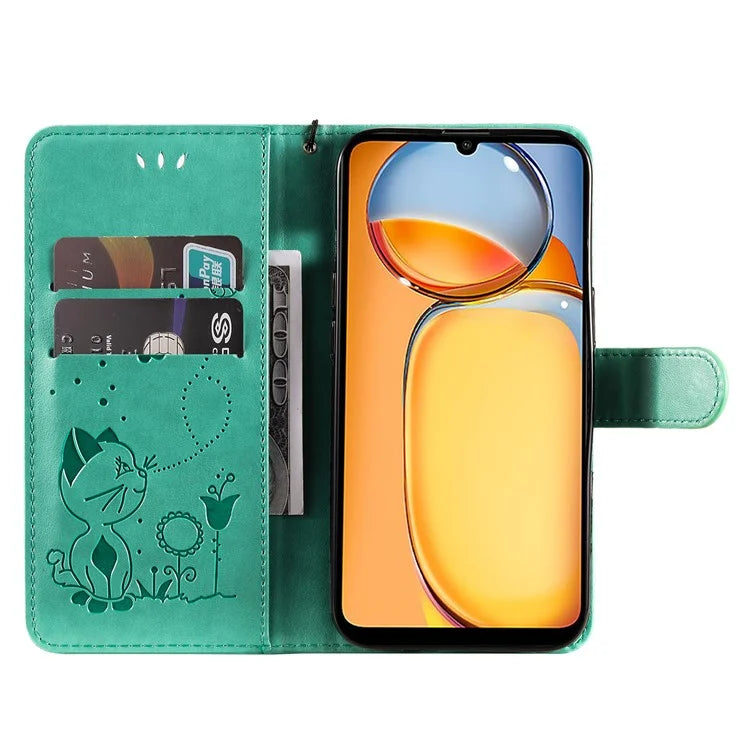 KT Imprinting Flower Series-4 For Xiaomi Redmi 13C 4G / Poco C65 4G Phone Case PU Leather+TPU Wallet Cover