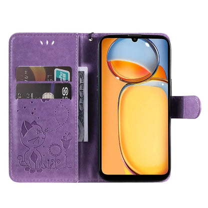 KT Imprinting Flower Series-4 For Xiaomi Redmi 13C 4G / Poco C65 4G Phone Case PU Leather+TPU Wallet Cover