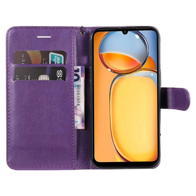 KT Leather Series-2 for Xiaomi Redmi 13C 4G / Poco C65 4G Case Solid Color Flip Stand Cellphone Cover