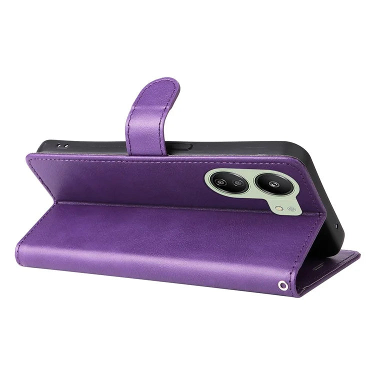 KT Leather Series-2 for Xiaomi Redmi 13C 4G / Poco C65 4G Case Solid Color Flip Stand Cellphone Cover