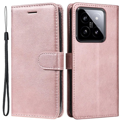 KT Leather Series-2 for Xiaomi 14 Case TPU+PU Leather Solid Color Phone Protector