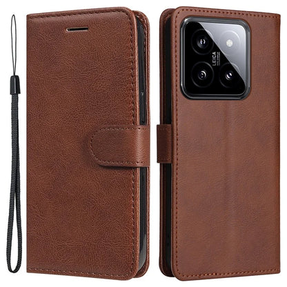 KT Leather Series-2 for Xiaomi 14 Case TPU+PU Leather Solid Color Phone Protector
