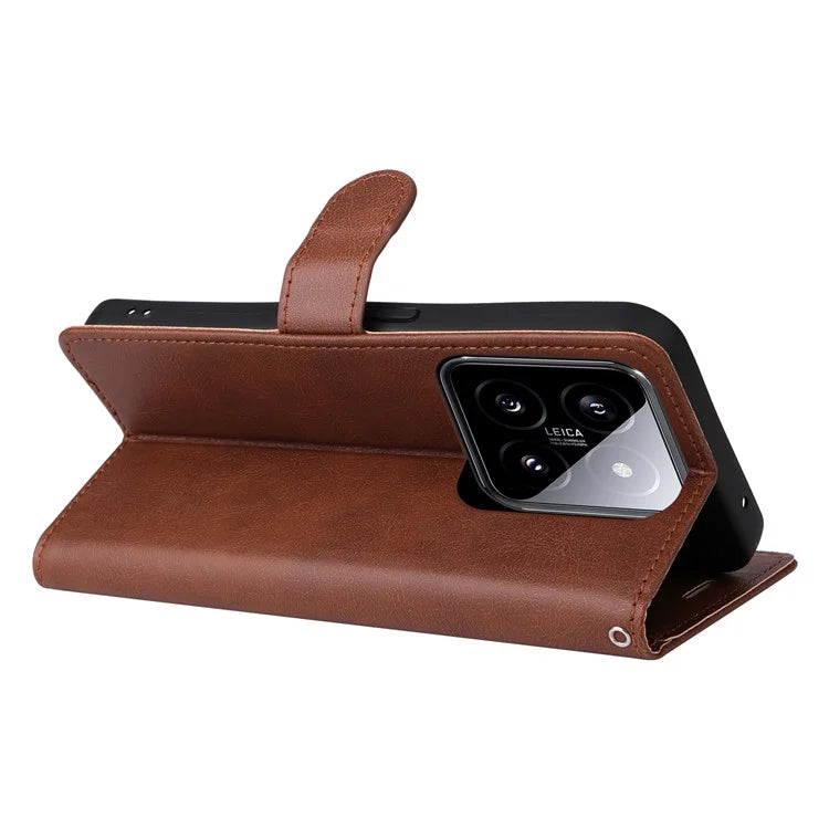 KT Leather Series-2 for Xiaomi 14 Case TPU+PU Leather Solid Color Phone Protector