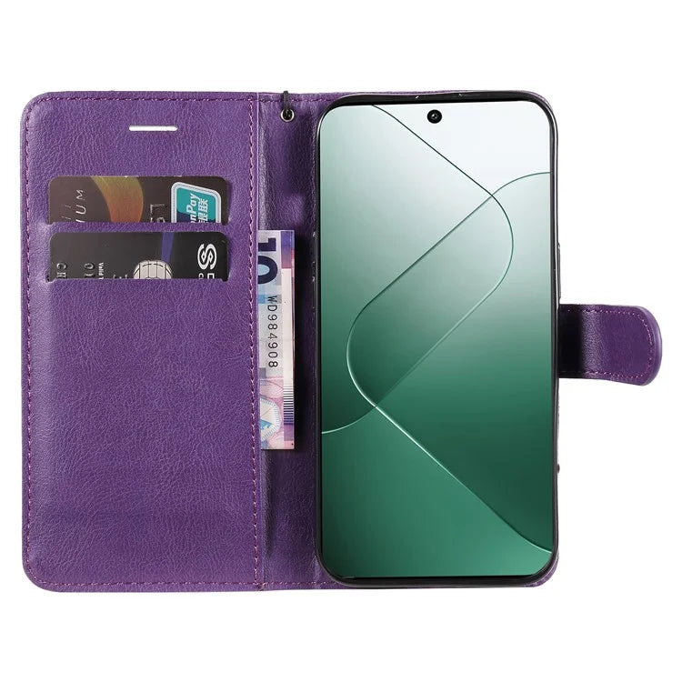 KT Leather Series-2 for Xiaomi 14 Case TPU+PU Leather Solid Color Phone Protector