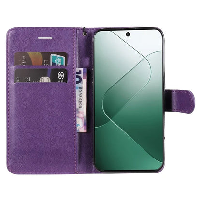 KT Leather Series-2 for Xiaomi 14 Case TPU+PU Leather Solid Color Phone Protector