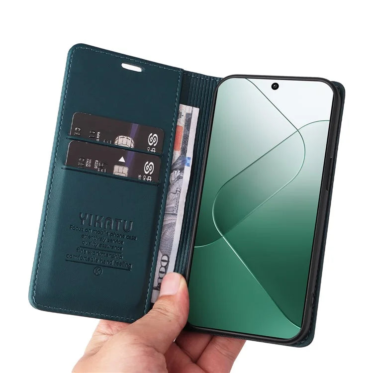 YIKATU YK-001 for Xiaomi 14 Case Anti-drop PU Leather Wallet Phone Cover