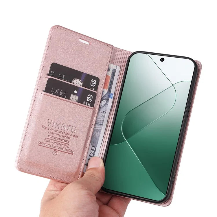 YIKATU YK-001 for Xiaomi 14 Case Anti-drop PU Leather Wallet Phone Cover