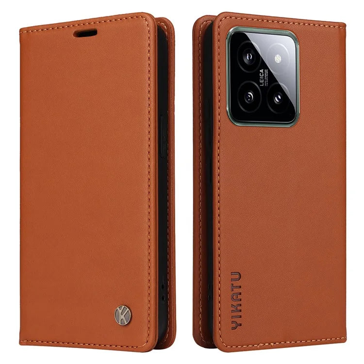 YIKATU YK-001 for Xiaomi 14 Case Anti-drop PU Leather Wallet Phone Cover