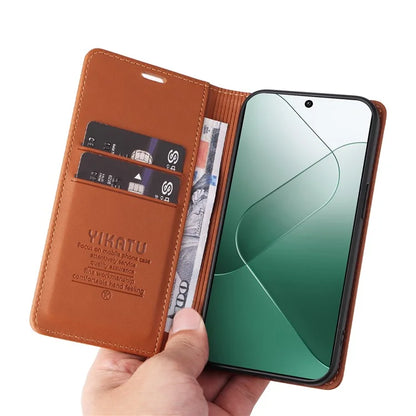 YIKATU YK-001 for Xiaomi 14 Case Anti-drop PU Leather Wallet Phone Cover