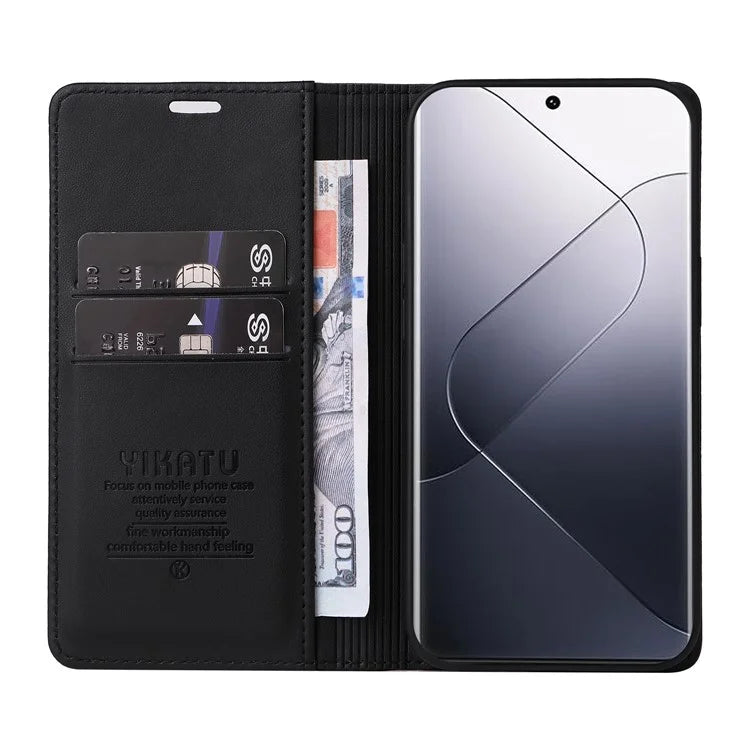 YIKATU YK-001 For Xiaomi 14 Pro Case Leather Phone Cover with Wallet and Card Slot