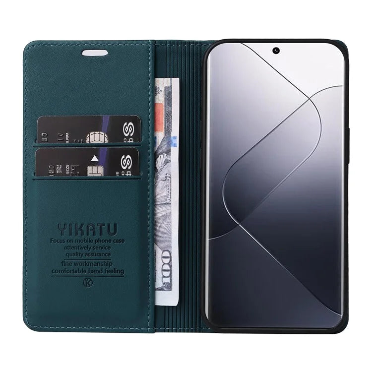 YIKATU YK-001 For Xiaomi 14 Pro Case Leather Phone Cover with Wallet and Card Slot