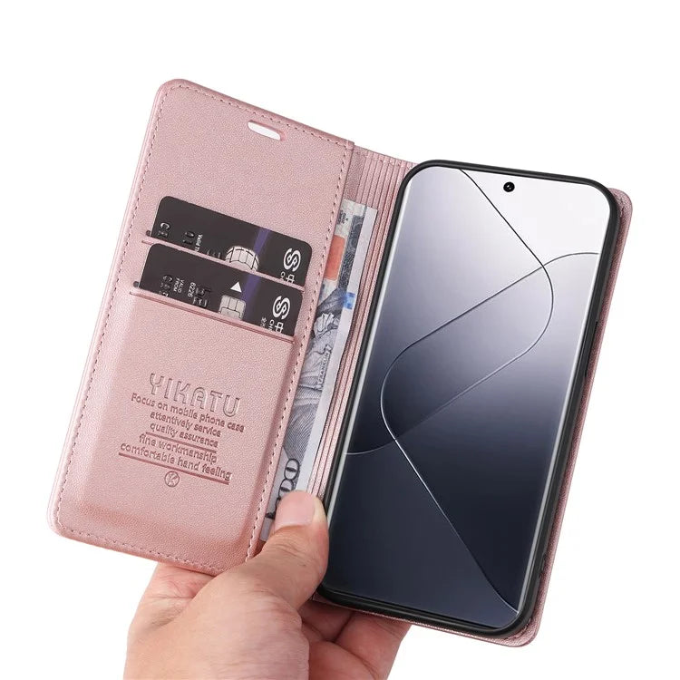 YIKATU YK-001 For Xiaomi 14 Pro Case Leather Phone Cover with Wallet and Card Slot