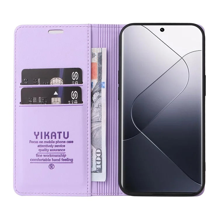 YIKATU YK-001 For Xiaomi 14 Pro Case Leather Phone Cover with Wallet and Card Slot