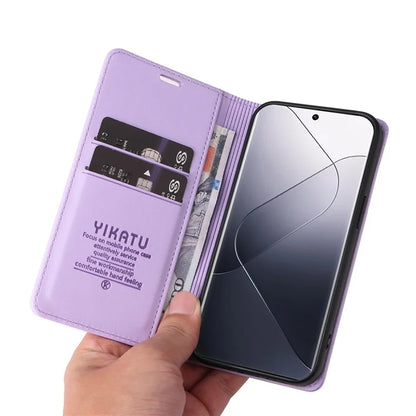 YIKATU YK-001 For Xiaomi 14 Pro Case Leather Phone Cover with Wallet and Card Slot
