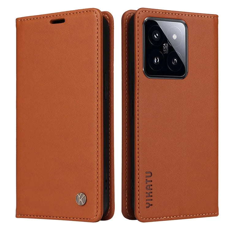 YIKATU YK-001 For Xiaomi 14 Pro Case Leather Phone Cover with Wallet and Card Slot