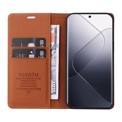 YIKATU YK-001 For Xiaomi 14 Pro Case Leather Phone Cover with Wallet and Card Slot