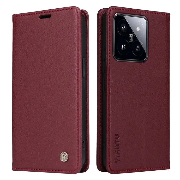 YIKATU YK-001 For Xiaomi 14 Pro Case Leather Phone Cover with Wallet and Card Slot