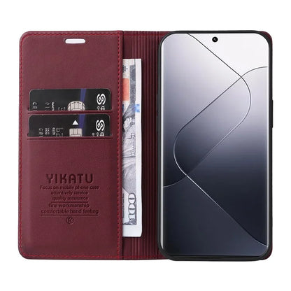 YIKATU YK-001 For Xiaomi 14 Pro Case Leather Phone Cover with Wallet and Card Slot