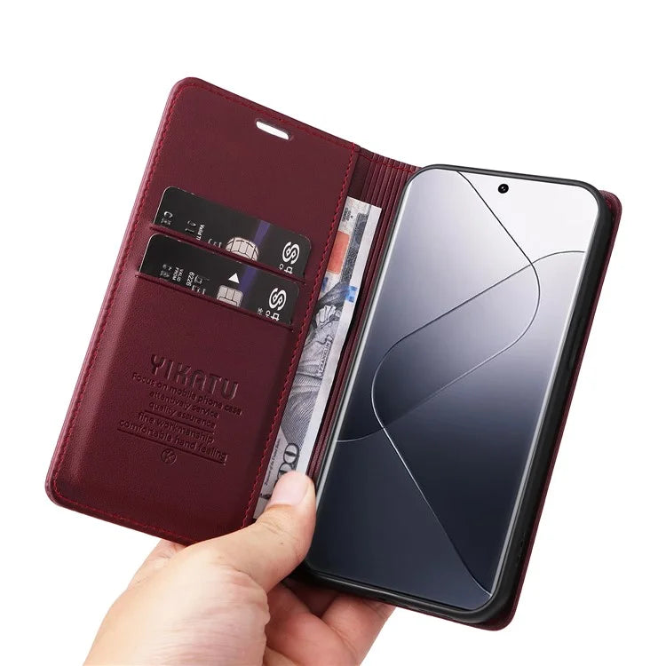 YIKATU YK-001 For Xiaomi 14 Pro Case Leather Phone Cover with Wallet and Card Slot