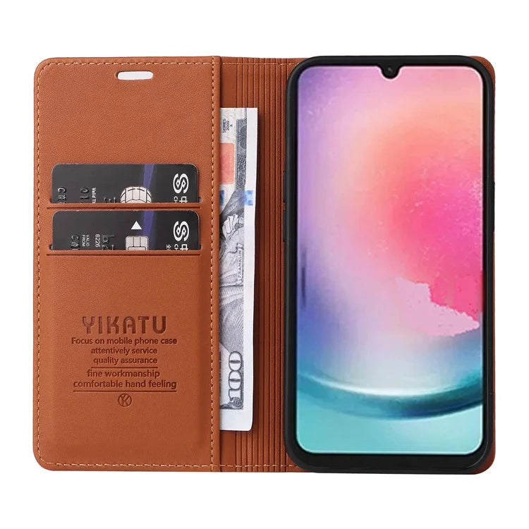 YIKATU YK-001 For Samsung Galaxy A25 5G (Global) (161.0 x 76.5 x 8.3mm) Case Magnetic Auto Closing Stand Cell Phone Cover