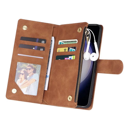 For Samsung Galaxy S24 Case PU Leather Wallet Cover with Multiple Card Slots