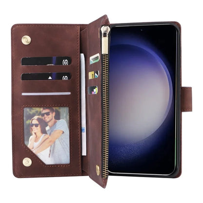 For Samsung Galaxy S24 Case PU Leather Wallet Cover with Multiple Card Slots